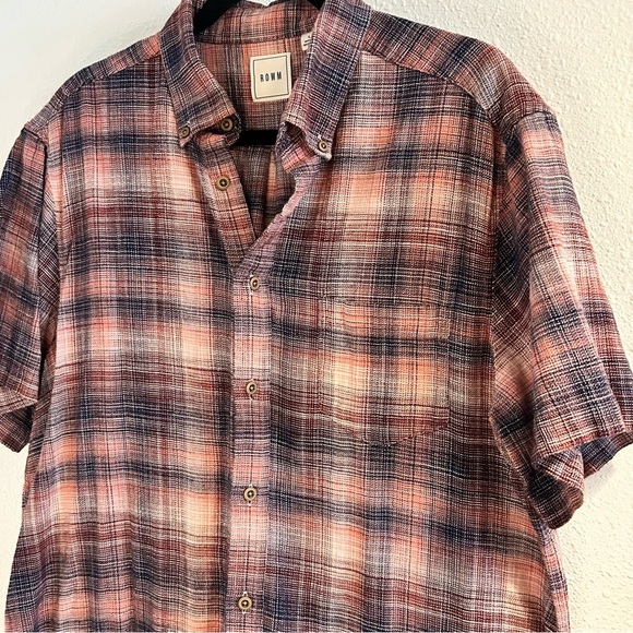 ROWM Men's Casual Plaid Button-Down Shirt Size Large - Picture 2 of 7